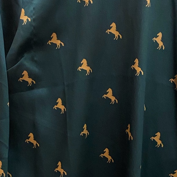 Satin Teal with Golden Horses Long Sleeve - Picture 4 of 4